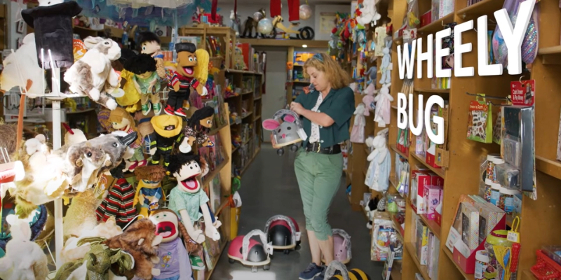 Image of Wheely Bug co-founder Christiane holding a Wheely Bug product.