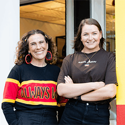 Laura Thompson and Sarah Sheridan standing outside the Closing The Gaps store. Credit: Maria Palacios